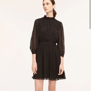 Rebecca Taylor, Clip-Dot Shirt Dress, Black - Black / 0